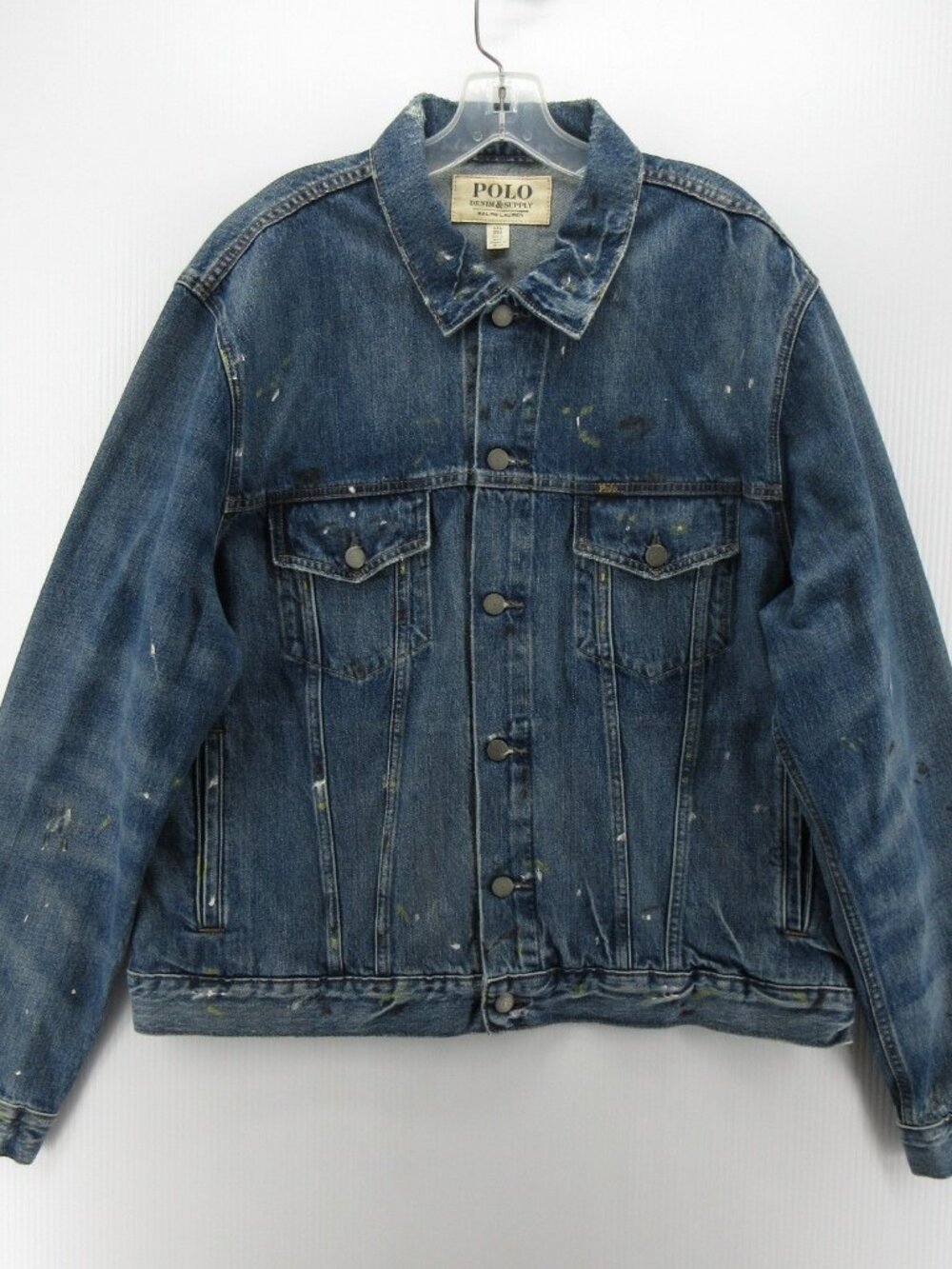 Polo Ralph Lauren Denim Supply Jacket XXL Trucker Paint Distressed
